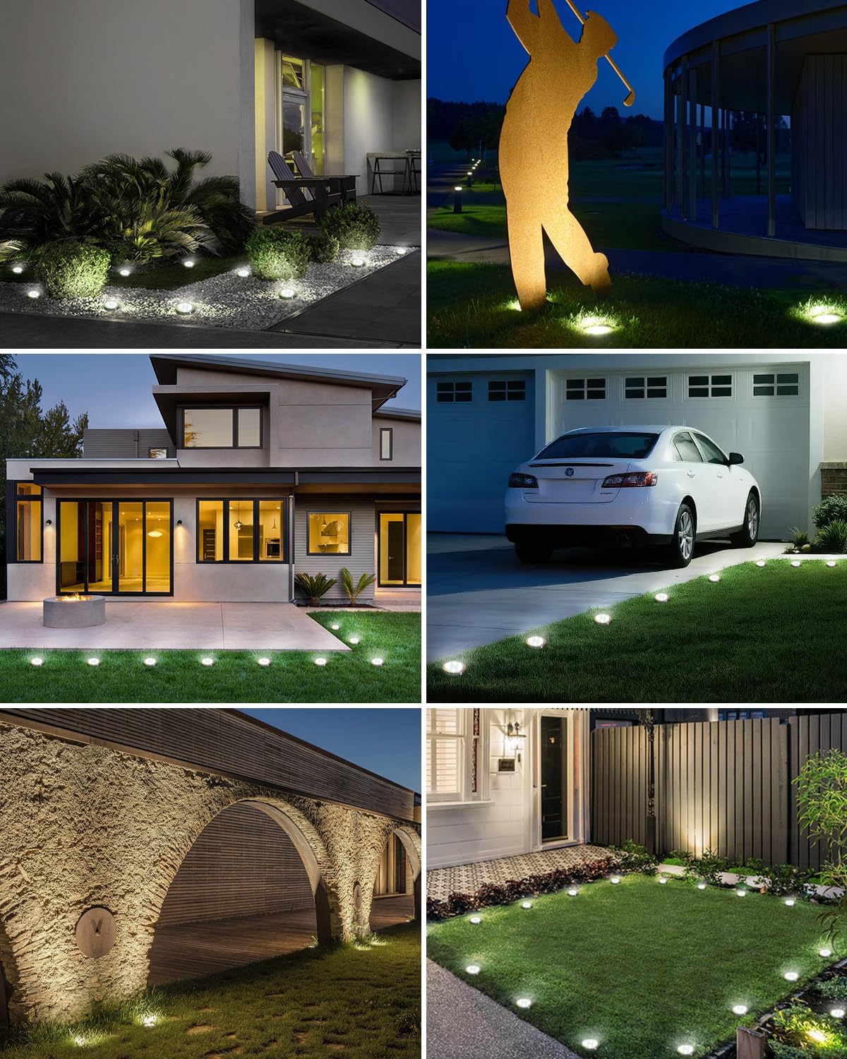 btfarm 16 Pack Solar Lights Outdoor Waterproof, 8 LED Solar Ground Lights