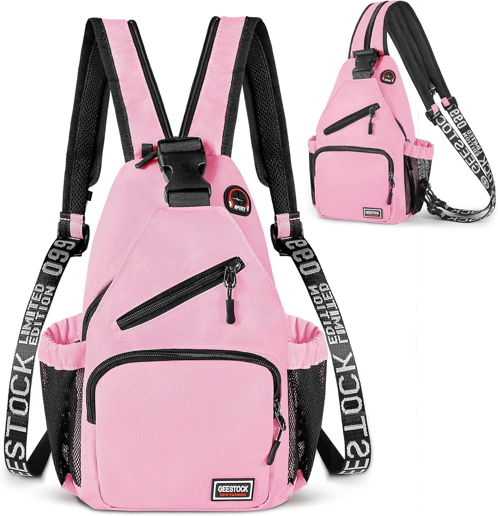 Crossbody Backpack Convertible Sling Bag for Women Men with Adjustable Strap Small Casual Daypack for Hiking Traveling (Large, 13-Inch, Pink)