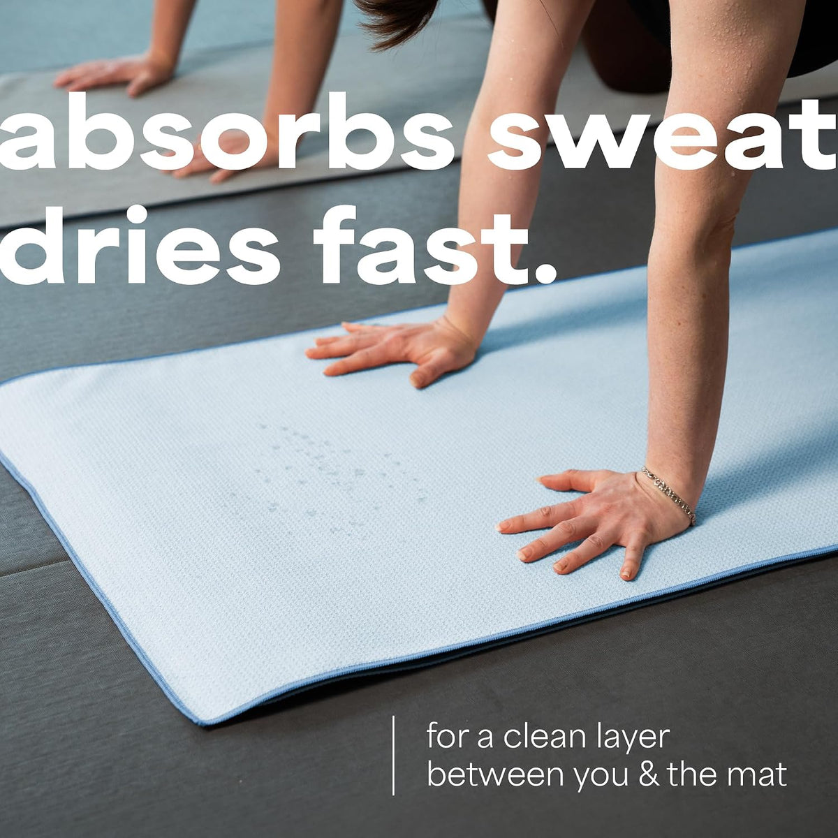 S&T INC. Aura Microfiber Yoga Mat Towel with Grip, 2 Pack, 24" x 72", Blue