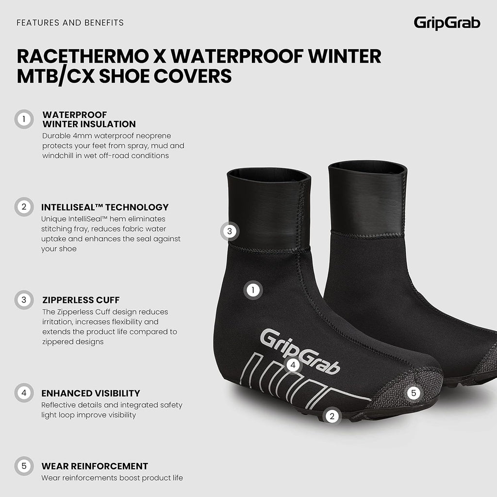 GripGrab RaceThermo X Neoprene Winter Gravel Cycling Shoe Covers Waterproof