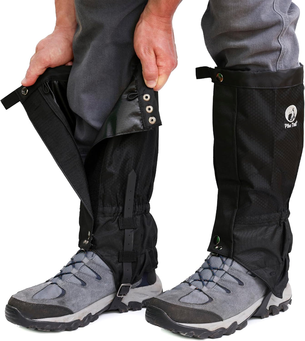 Pike Trail Adjustable Leg Gaiters - Lightweight, Waterproof - Leg Guards for Men & Women - Hiking Essentials Ideal for Hunting, Trekking & Fishing - 1 Pair
