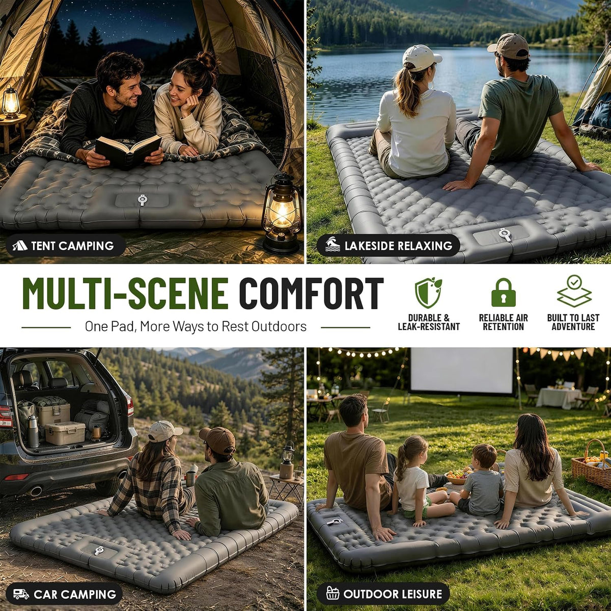DULCE DOM Sleeping Pad for Camping, 4.7" Extra Thick Inflatable Mattress