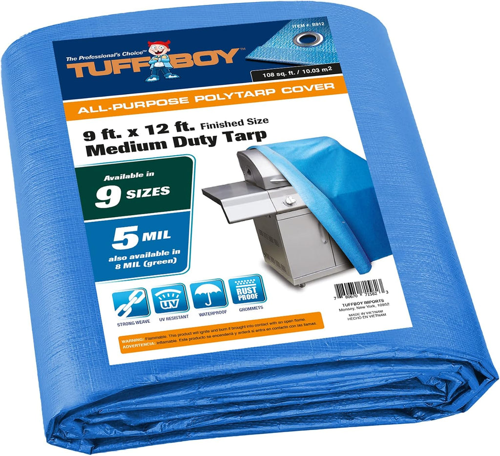 20x30 Waterproof Tarp – 5 MIL Heavy-Duty Poly Tarp Cover – Tear-Resistant, UV Resistant, Weatherproof, Multipurpose Tarpaulin for Camping, Roof, Patio, Pool, Boat, Car, Outdoor Protection