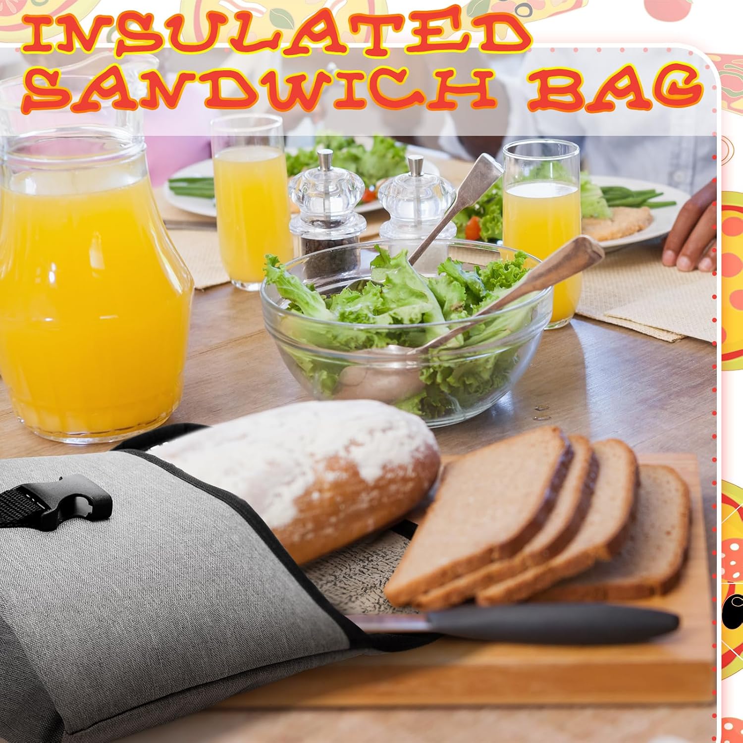 Reallnaive 4 Pack Insulated Sandwich Bag Reusable Snack Food Pouch Small Thermal Lunch Bags Washable Freezable Snack Bag for Backpackers Picnics Travel Office Classroom School