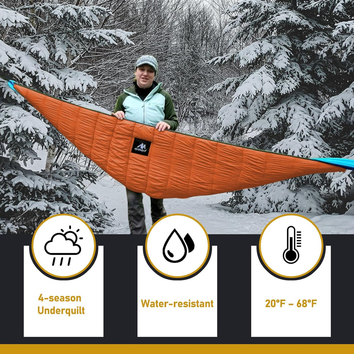 AYAMAYA Single & Double Hammock Underquilt, 4 Season Camping Hammock Quilt