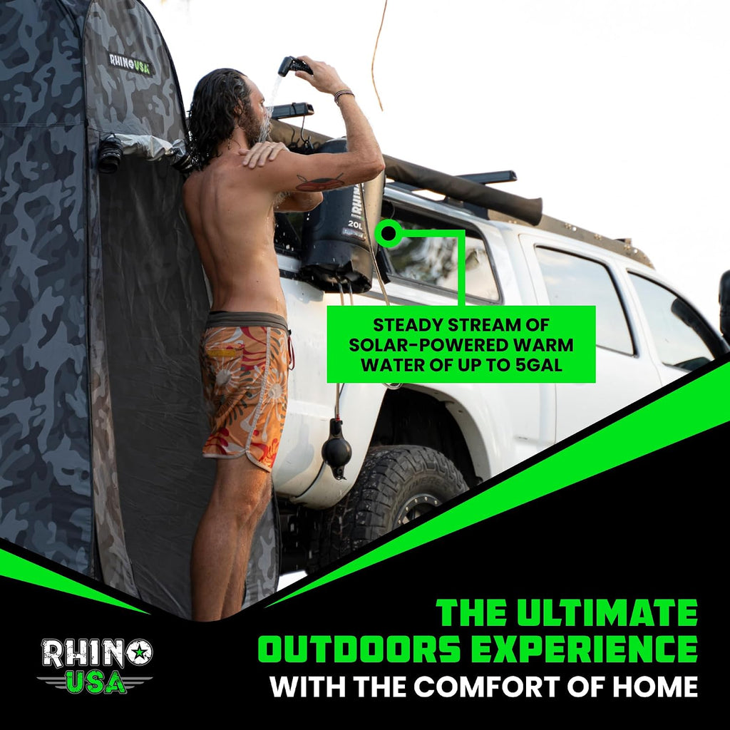 Rhino USA Portable Solar Camp Shower - 5 Gal/20L for Camping & Overlanding