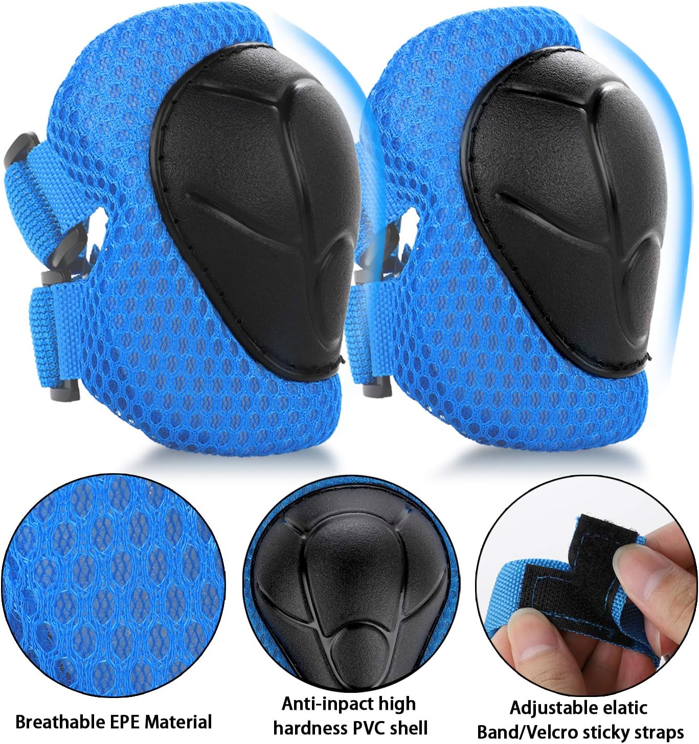 WayEee Kids Bike Helmet Set Knee Pads Adjustable Protective Gear, 3-14 Age