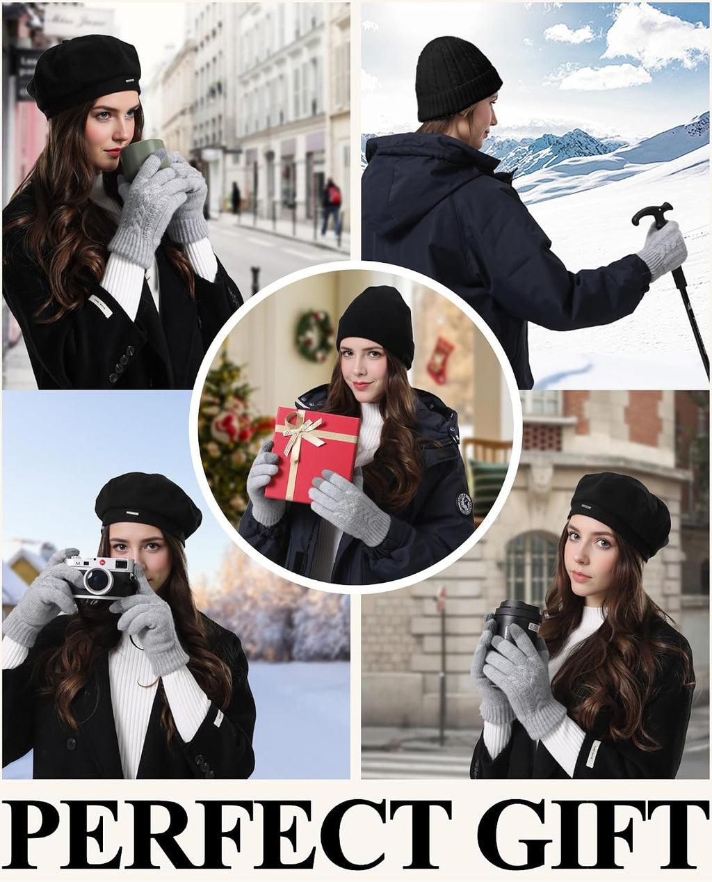 Winter Gloves for Women, Touch Screen Cold Weather Thermal Warm Knit Glove with Thick Fleece Liners Christmas Gifts