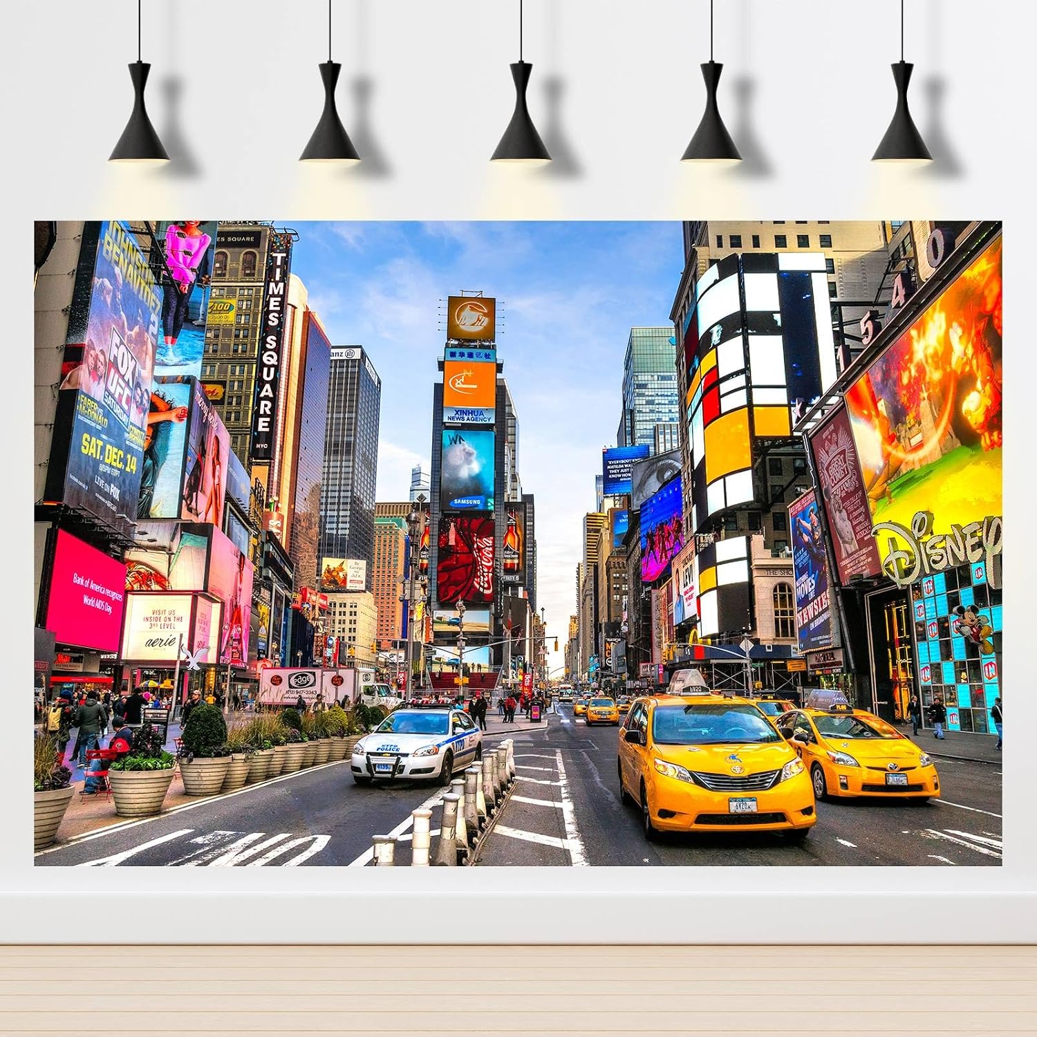 7x5ft New York City Backdrop Times Square Street Modern Skyscrapers Photography Background Birthday Party Banner Video Broadcast Decorations Travel Decor Children Adults Studio Prop Decor