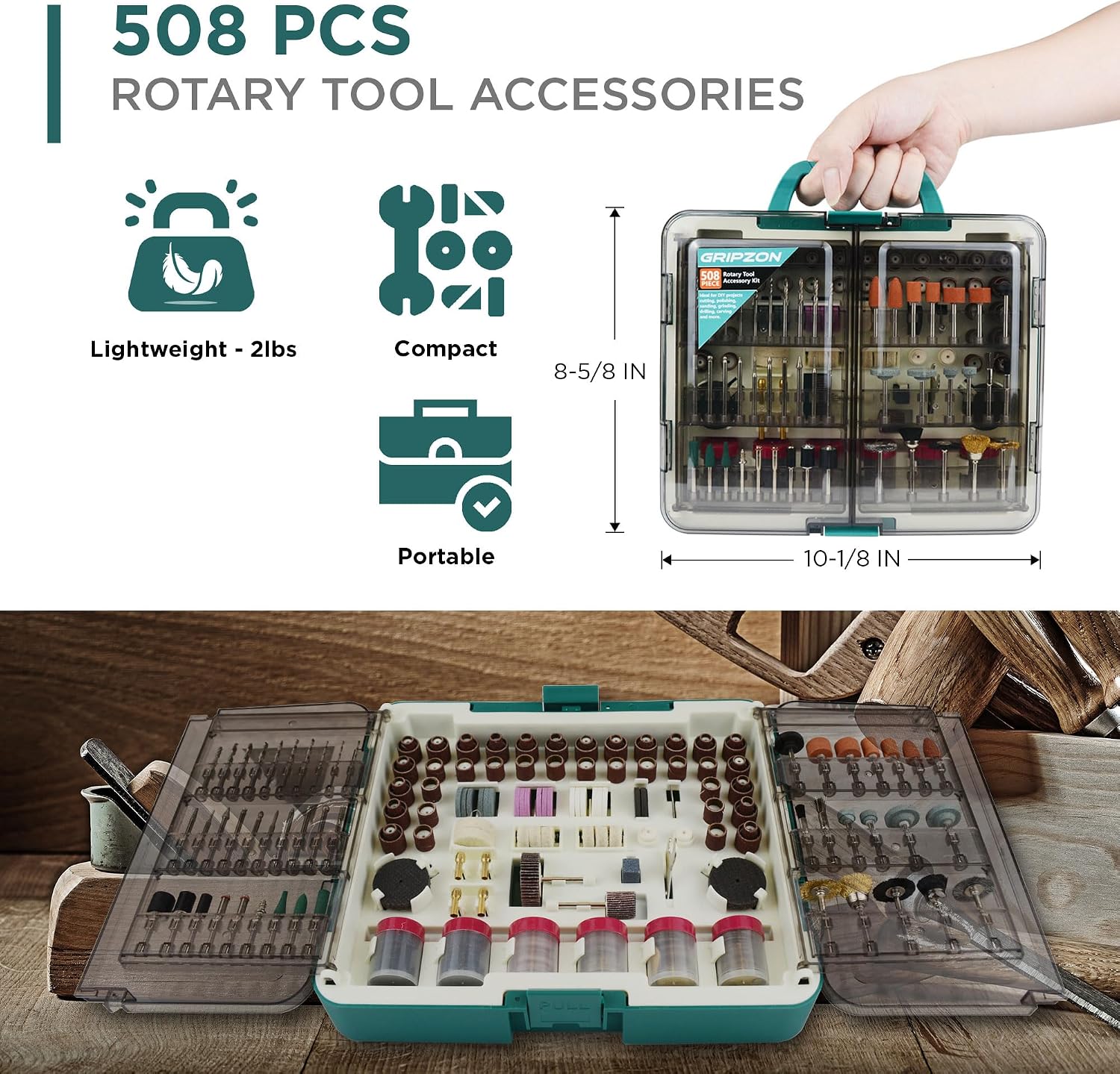508PCS Rotary Tool Accessories Kit, Rotary Tool Bits for Universal Grinding, Sanding, Cutting, Polishing, Carving and Engraving, Fits for Dremel Bit Kit