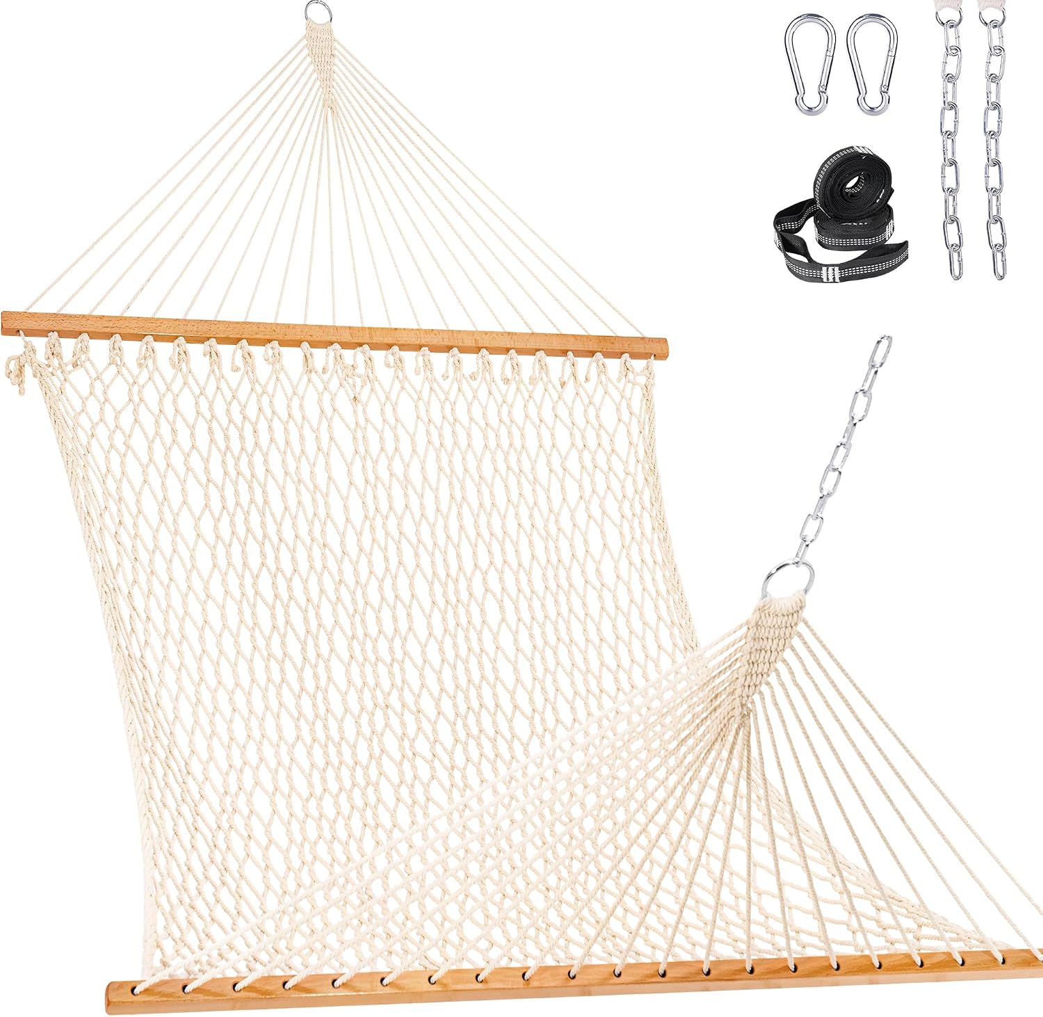 Lazy Daze Double Handwoven Rope Hammock for Outdoor Fits 12-13 Ft Stand