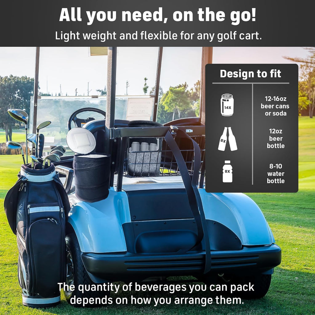 INTHEZONE Insulated Golf Cart Cooler, Collapsible Spring-Frame Bag, Black