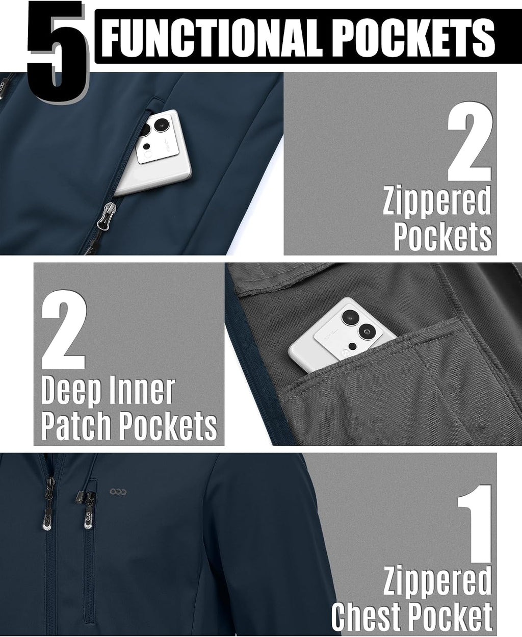 33,000ft Men's Softshell Jacket Hooded Waterproof Windbreaker Rain Jacket