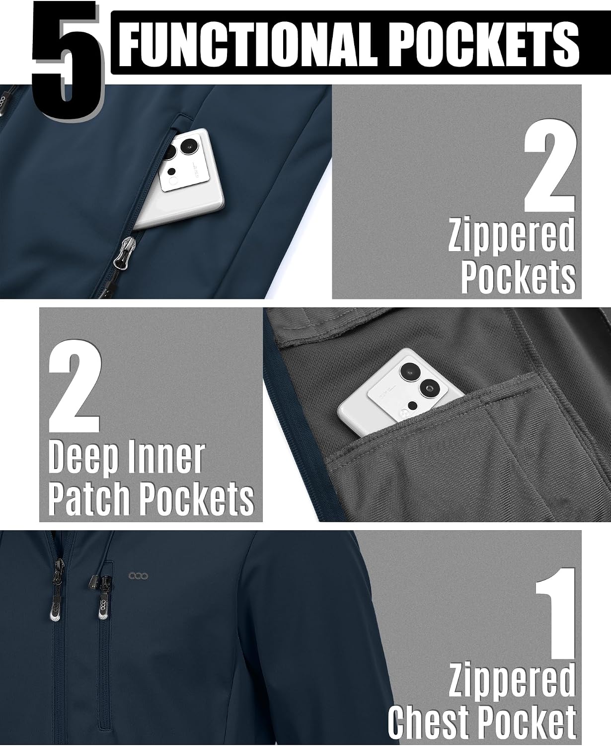 33,000ft Men's Softshell Jacket Hooded Waterproof Windbreaker Rain Jacket