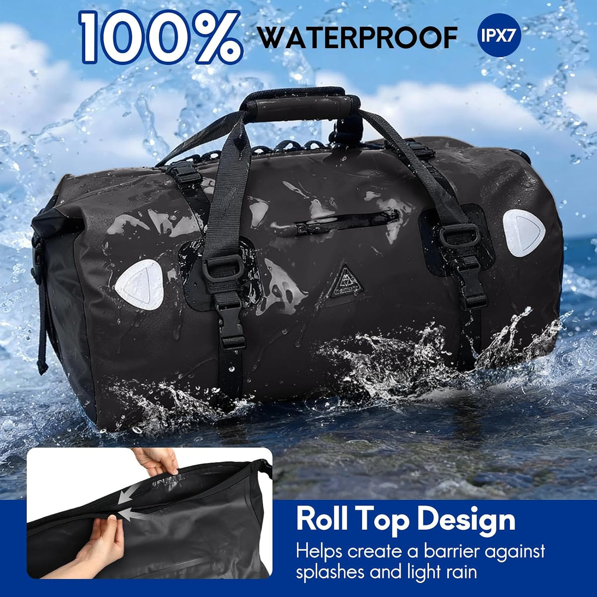Haimont Waterproof Duffel Bag Roll-top Dry Duffel Bag with Quick-fixed Straps for Motorcycling, Rafting, Boating, SUP, Kayaking, Travel, 50L/70L