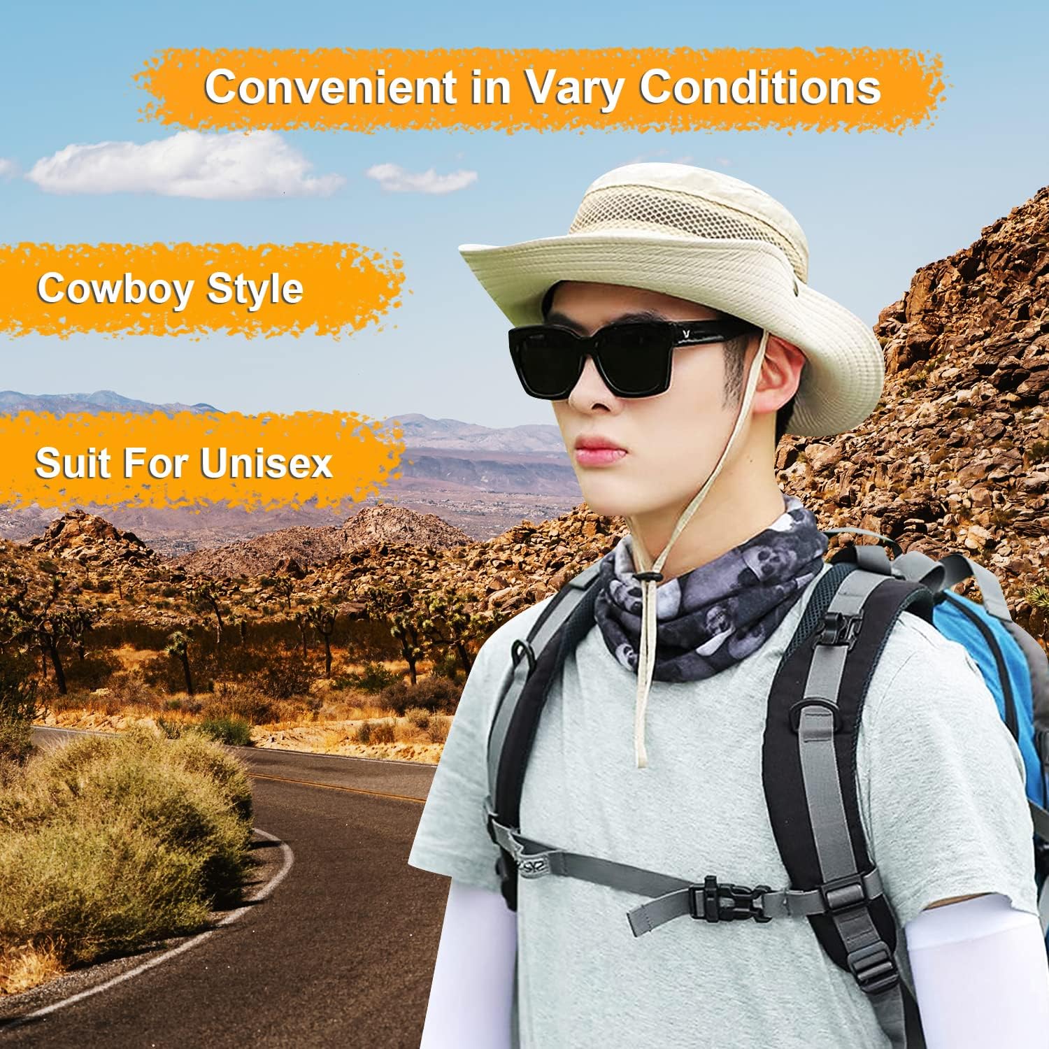 HUAMULAN Wide Brim Sun Hat for Women Men Summer UV Protection Bucket Hats