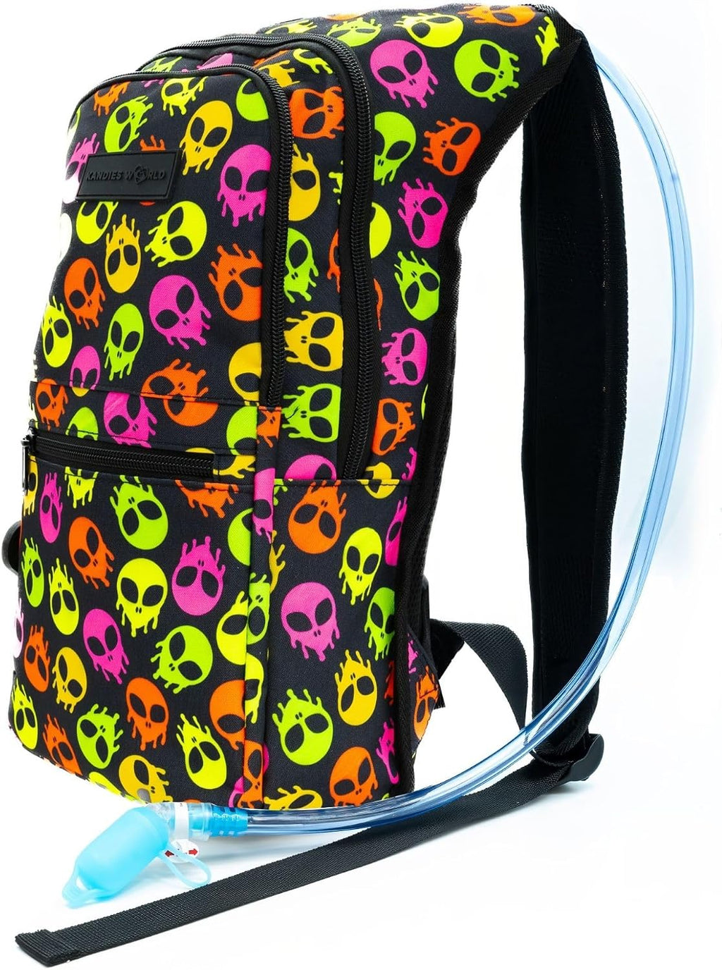 Kandies World Reflective Festival Hydration Pack - 2L Hydropack for Raves, Hiking, Biking, Running, and More (with Anti-Theft Pocket)