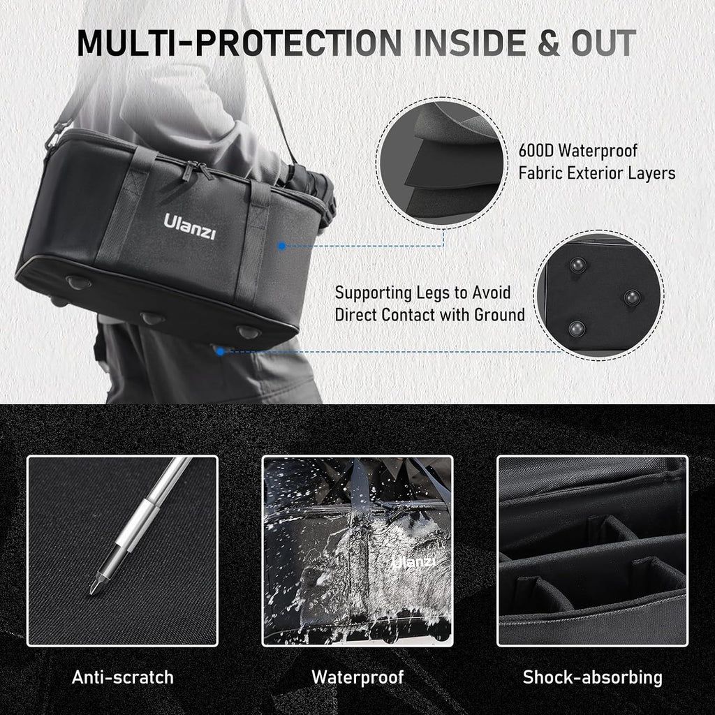 ULANZI Carrying Bag with Movable Foam Padded for Studio Light, Light Stands