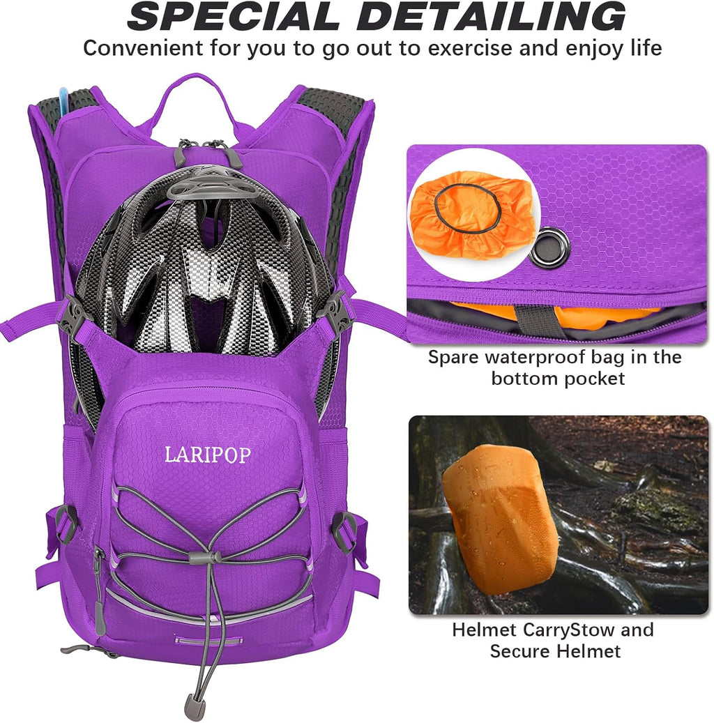 LARIPOP 18L Hydration Backpack with 2L Leak-Proof Water Bladder for Hiking Cycling Running Men Women