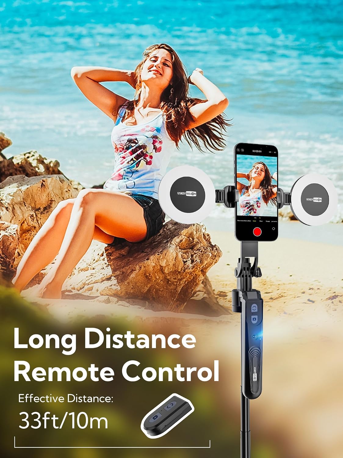 USKEYVISION 70.9" Auto Face Tracking Tripod 360° Rotation w/Light(UTK-02)