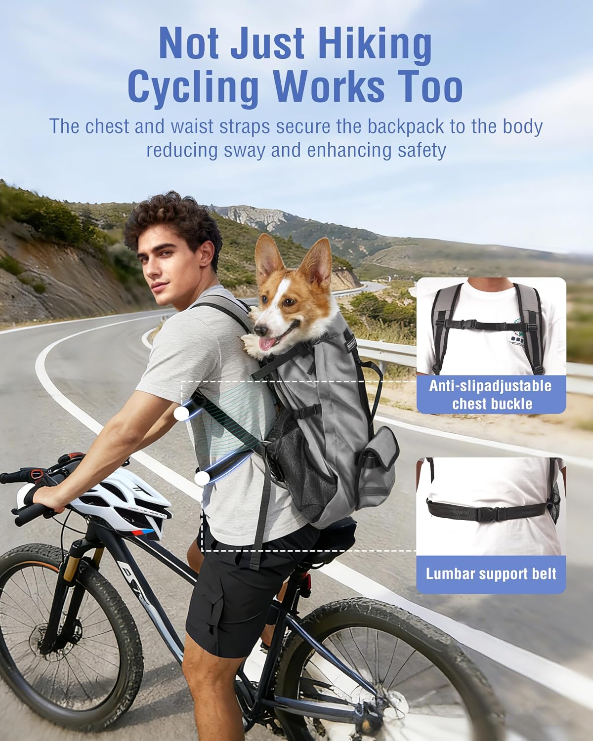 Dog Backpack Carrier for Small and Medium Dogs with Detachable Waist Bag（S）