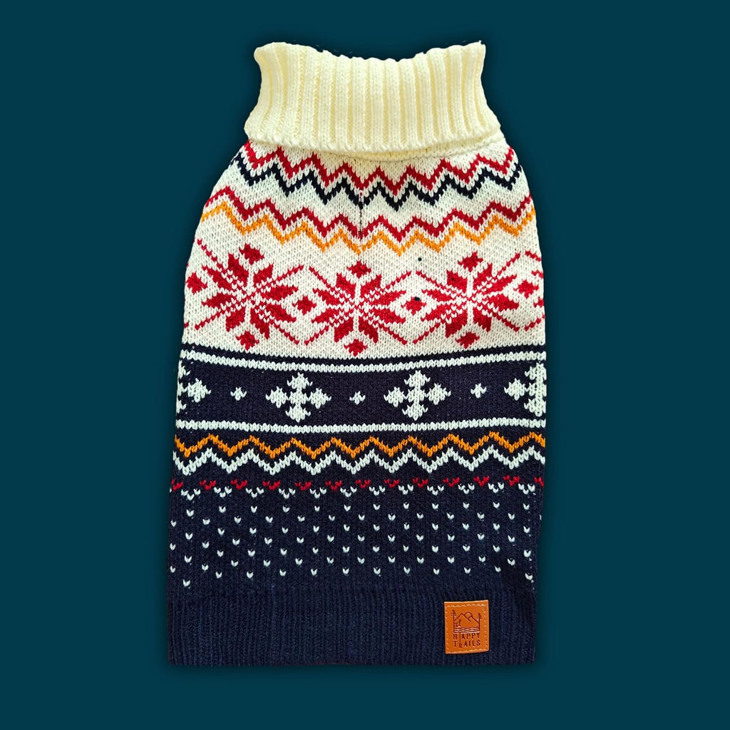 Cozy Acrylic Dog Sweater for Outdoor Adventures—Breathable & Insulating Knit—Classic Fit—Backpacking Gear for Dogs—Dog Hiking Gear—Dog Camping Gear (Medium, Nordic)