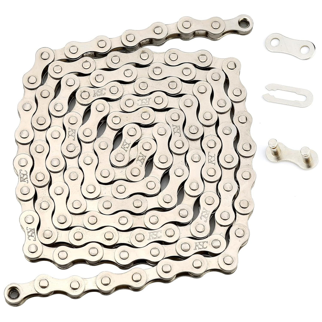 Bike Chain Repair Tool Kit with Single Speed Chain, Chain Breaker with Hook, Bike Link Plier and 6 Pairs Bicycle Buckle for Road Mountain Racing Cycling