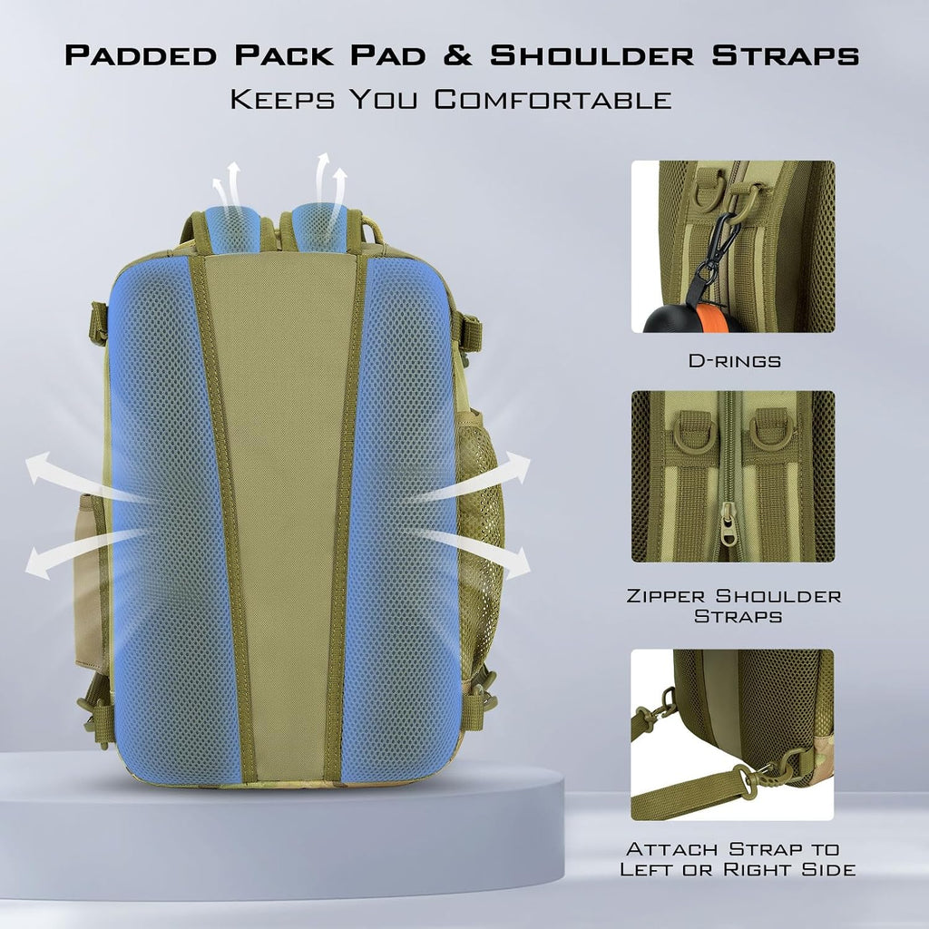 KastKing Blowbak Fishing Sling Bag, Fishing Backpack with Rod Holder
