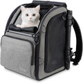 Premium Dog & Cat Carrier Backpack for Travel, Hiking & Vet Visits - Solid Durable Pet Backpack with Breathable Mesh, Safety Strap, Anti-Anxiety Curtain & Storage Pockets (Gray)