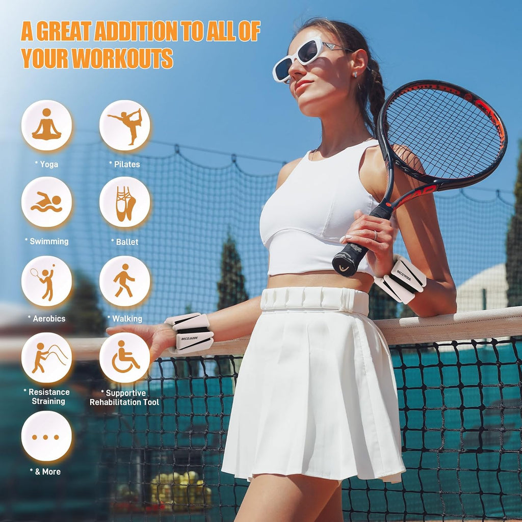 BECOJADDE Ankle Weights Set of 2 (1 lb/2 lb/3 lb Each) Adjustable Wrist Weights for Women Men Wearable Arm Leg Weight for Pilates, Running, Walking, Workout, Yoga