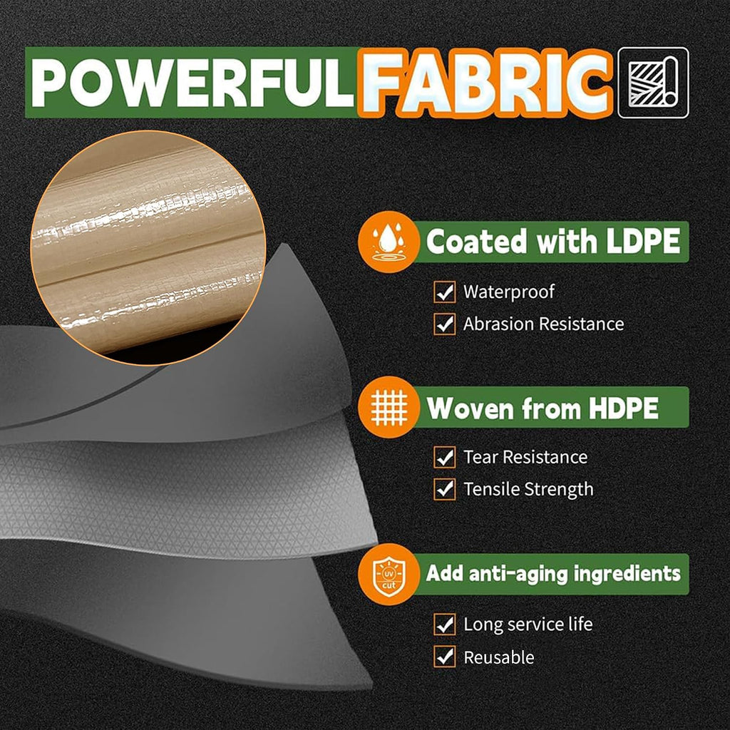RAINDEWAY 6' X 10' Heavy Duty Tan Poly Tarp Multipurpose Waterproof Cover