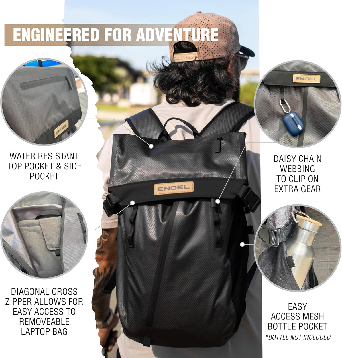 ENGEL GoBag 20 Quart Lightweight, Easy Access Dry Bag Backpack in Charcoal