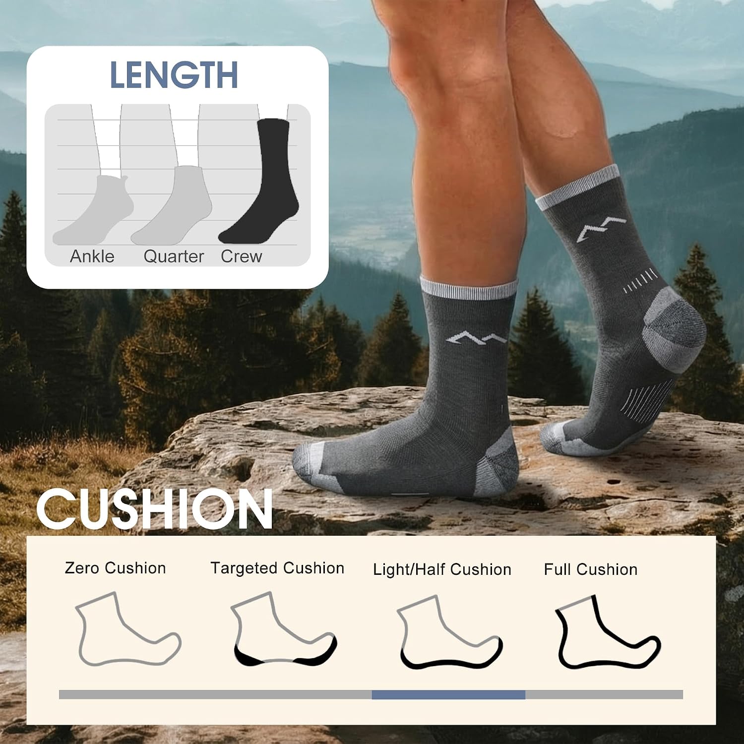 innotree Men's Merino Wool Hiking Socks 3 Pairs