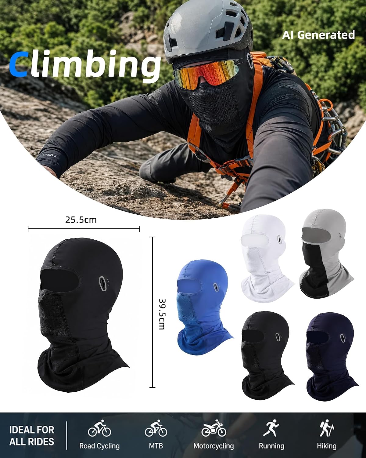3 Pieces Unisex Ice Silk Mesh Balaclava Ski Mask, Full Cycling Face Cover