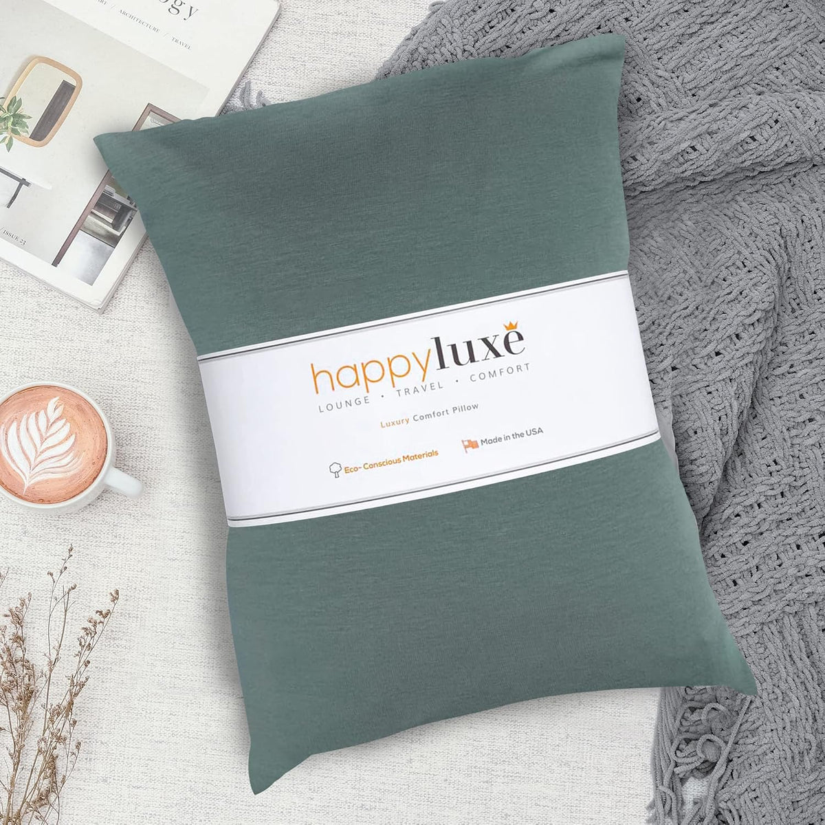 Happyluxe Travel Pillow for Airplanes | USA Made Small Pillows for Sleeping