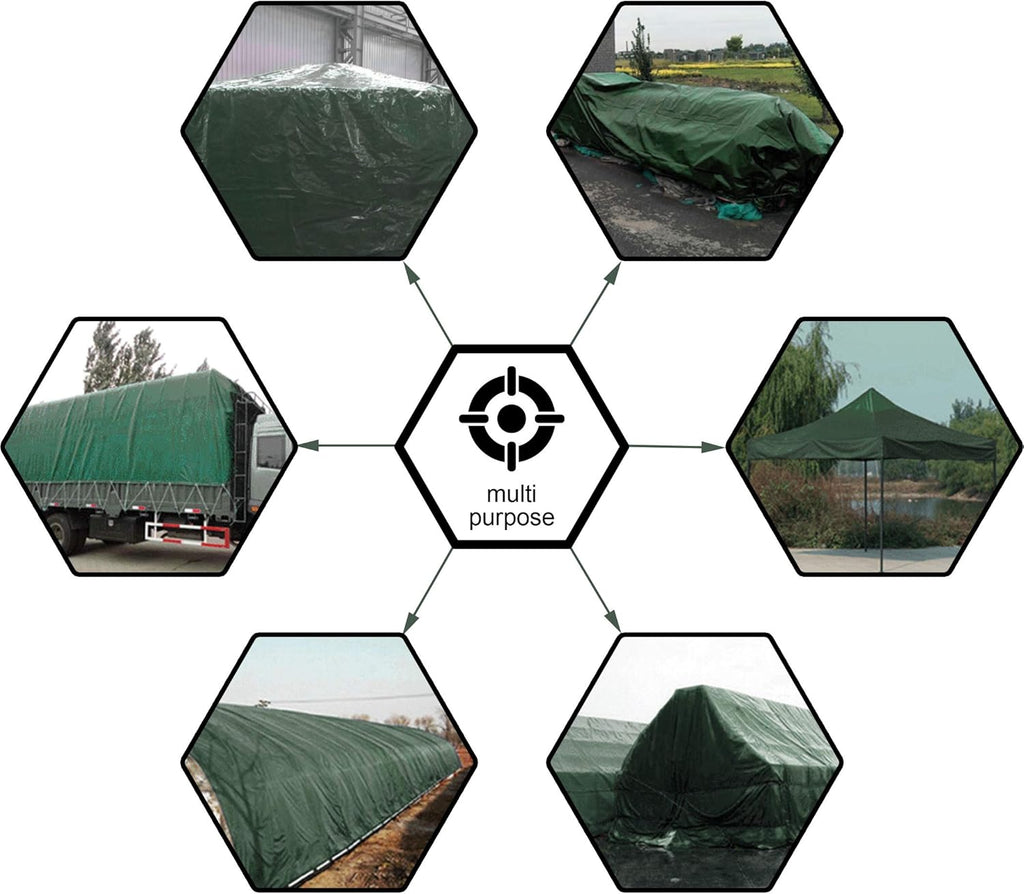 CARTMAN 10x12Ft Multipurpose Waterproof Poly Tarp Cover 8 Mil, Green