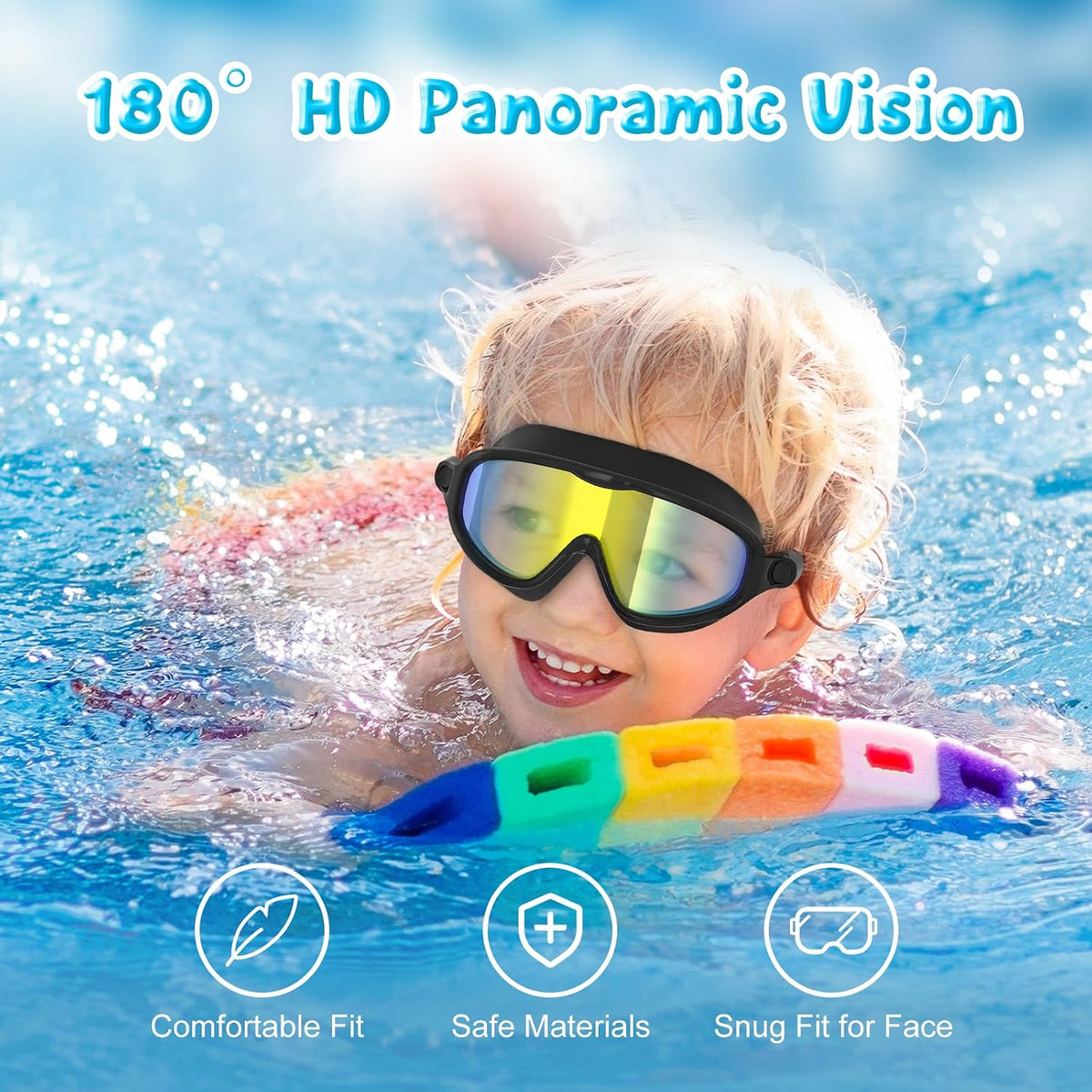 VegoVia 2 Pack Kids Swim Goggles Anti-Fog Wide View