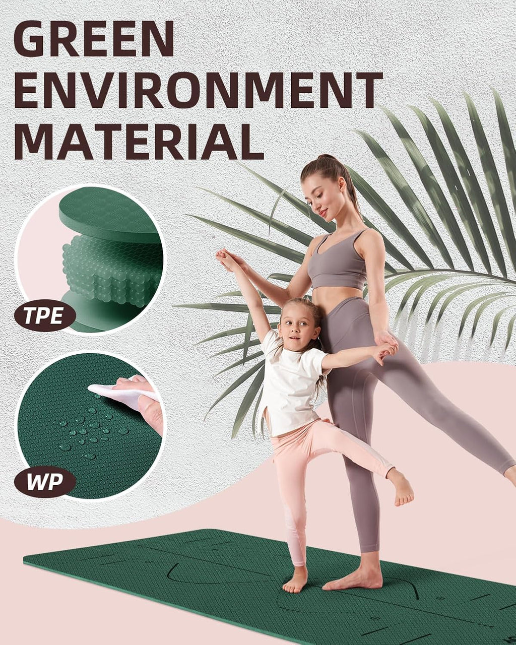 YOTTOY Yoga Mat, 72"x 32"x1/3" Extra Wide Non-Slip Exercise Fitness Yoga Mats,Eco-Friendly TPE Exercise Mats for Women Men Home Workout with Strap Bag