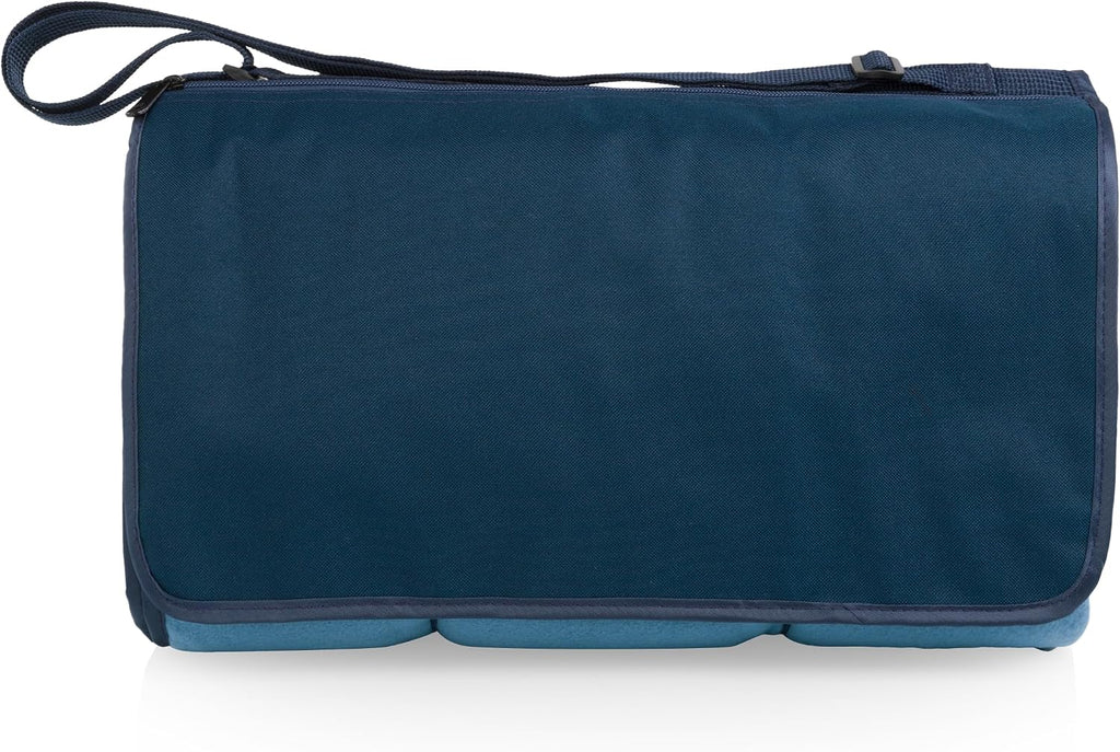Picnic TIME Blanket Tote XL Outdoor Picnic Blanket, 70"x80" Foldable Beach Mat with Soft Fleece Top, Water-Resistant Backing, Carry Strap & Pocket, Portable Blanket for 4-5 People (Dusty Blue)