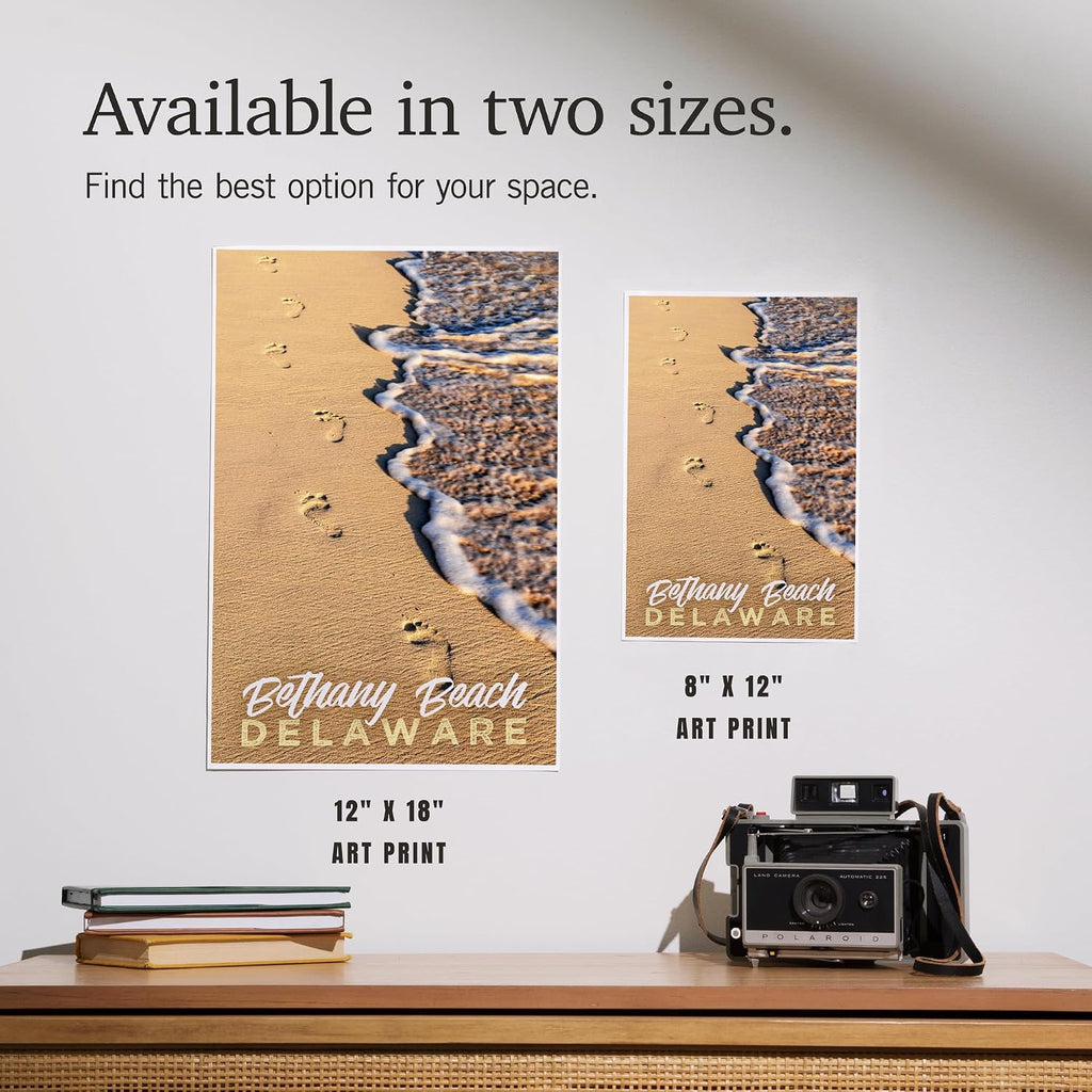 Lantern Press 8x12 Art Print, Bethany Beach, Delaware, Footprints in Sand