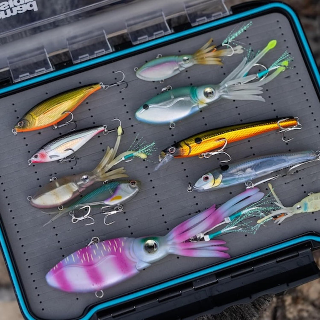 Nomad Design Vibe Storage Fishing Tackle Box – Double‑Sided, Waterproof, Foam‑Backed Fishing Lure Organizer for Vertrex & Swim Vibes – Large 11½″ × 8½″