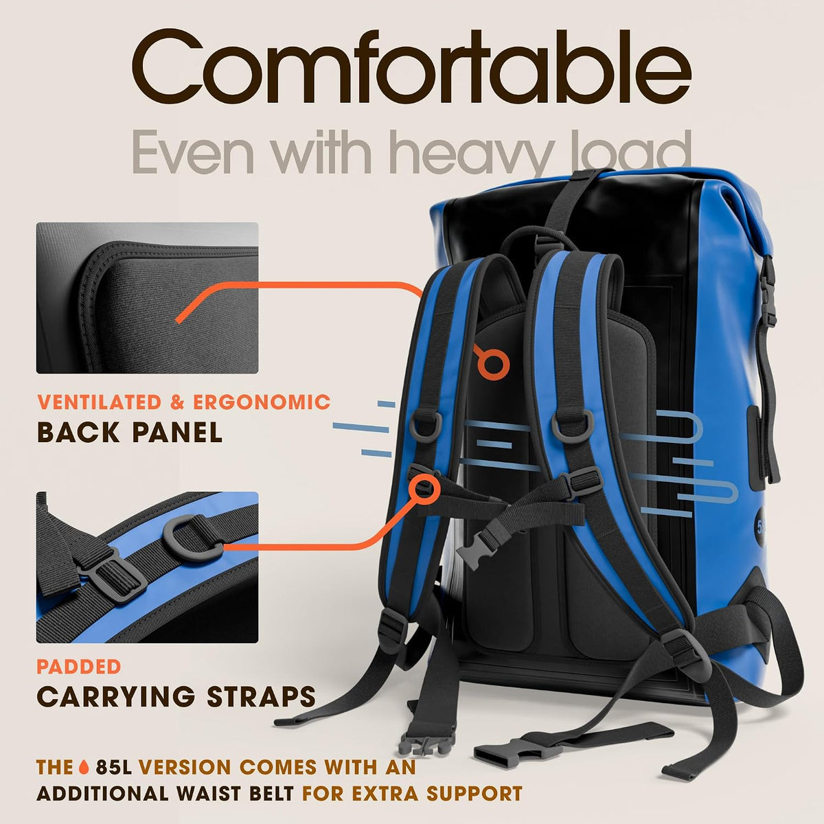 Waterproof Dry Bag Backpack 55L - Kayaking Boating Fishing Rafting Marine