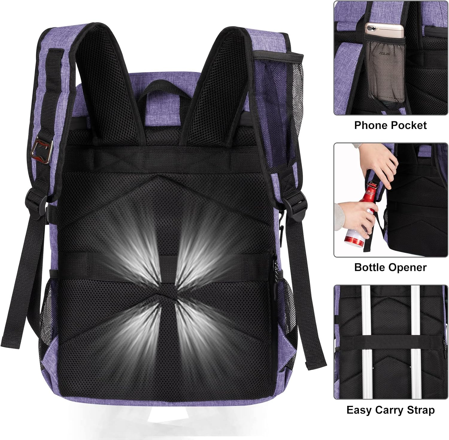 HXLGMD Backpack Coolers Insulated Leak Proof 30 Cans, Soft Sided Insulated Cooler Bags Ice Chest Backpack for Beach Travel Camping, with Reusable Ice Packs