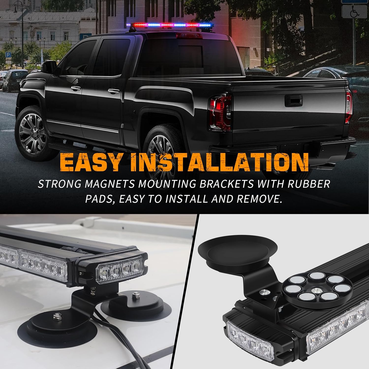 XRIDONSEN 28.4" 80 LED Roof Strobe Light Bar Top Magnetic Lights