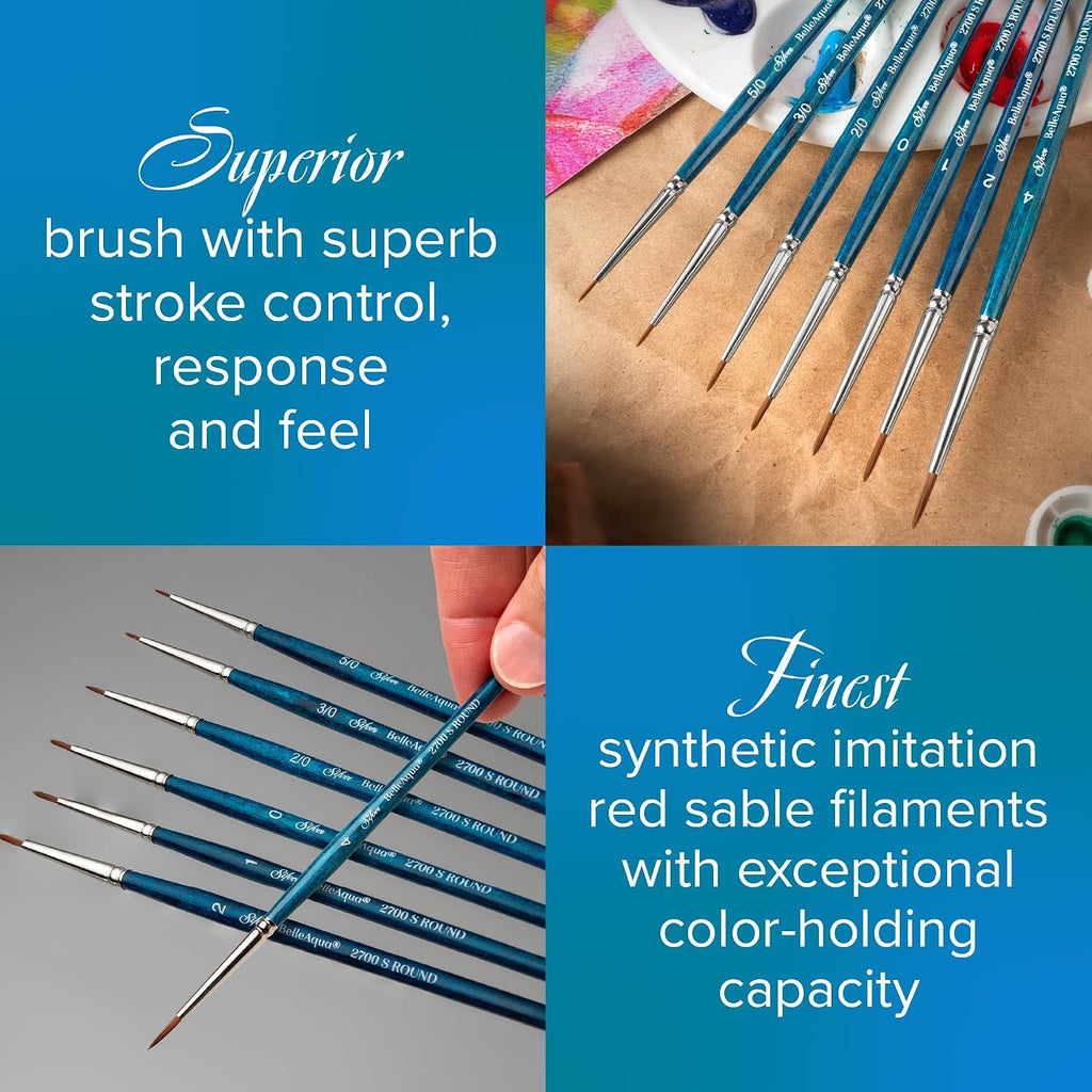 Silver Brush Limited BelleAqua Basic Round Watercolor Paintbrush Set, 3pc