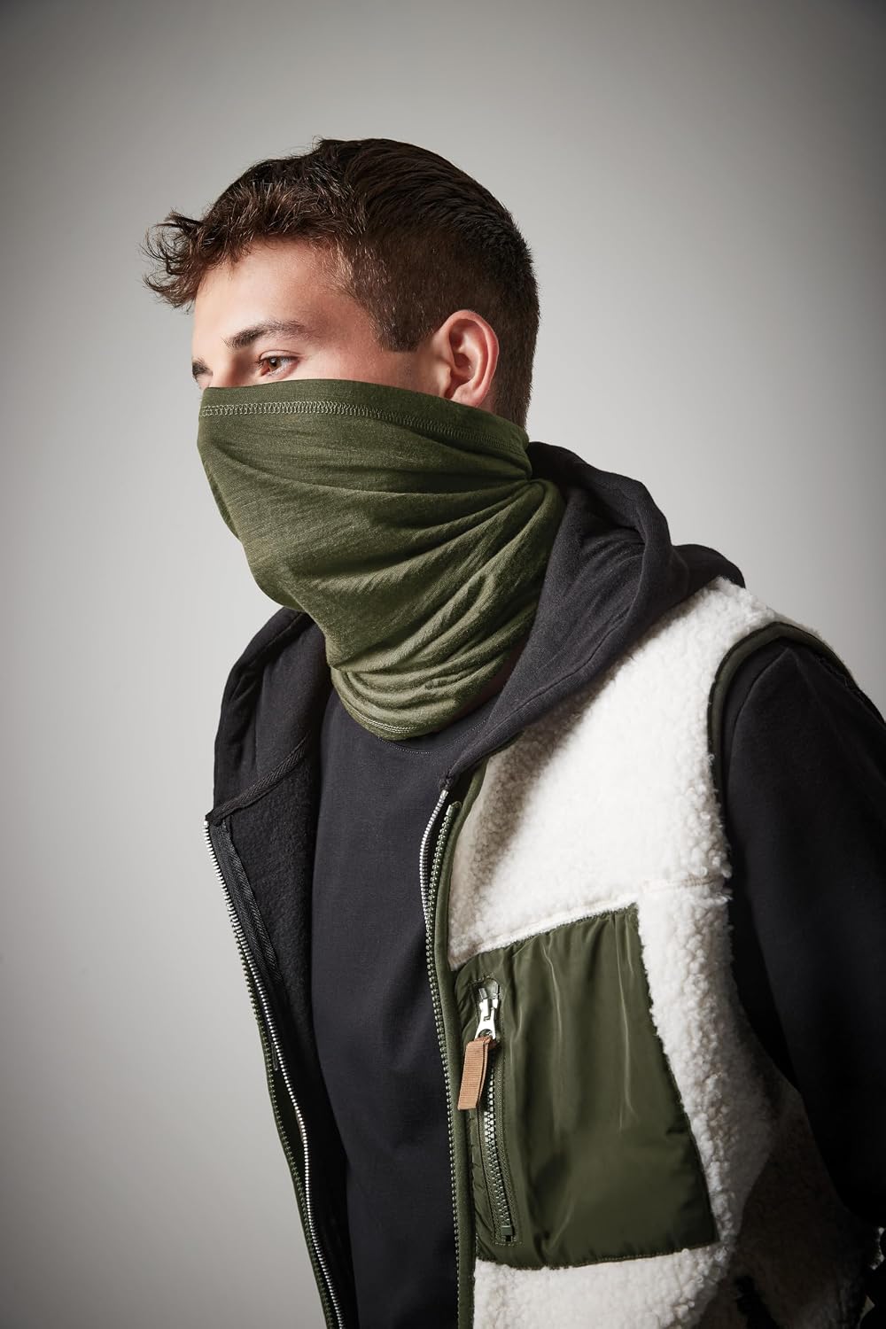 Merino Wool Neck Gaiter - 100% Merino Wool Mask, Breathable Quick-Dry Warmer for Skiing, Hiking and Outdoor Activities