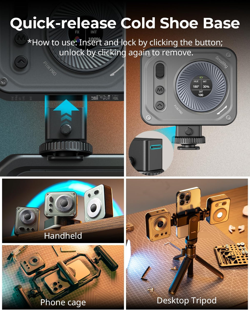 SmallRig RM120 RGB LED Video Light Panel, 7W Portable Metal Camera Light