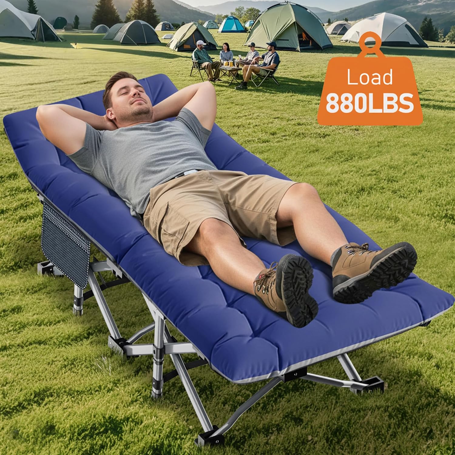 ABORON Camping Cots for Adult, 28" Extra Wide Outdoor Sleeping Bed Cot
