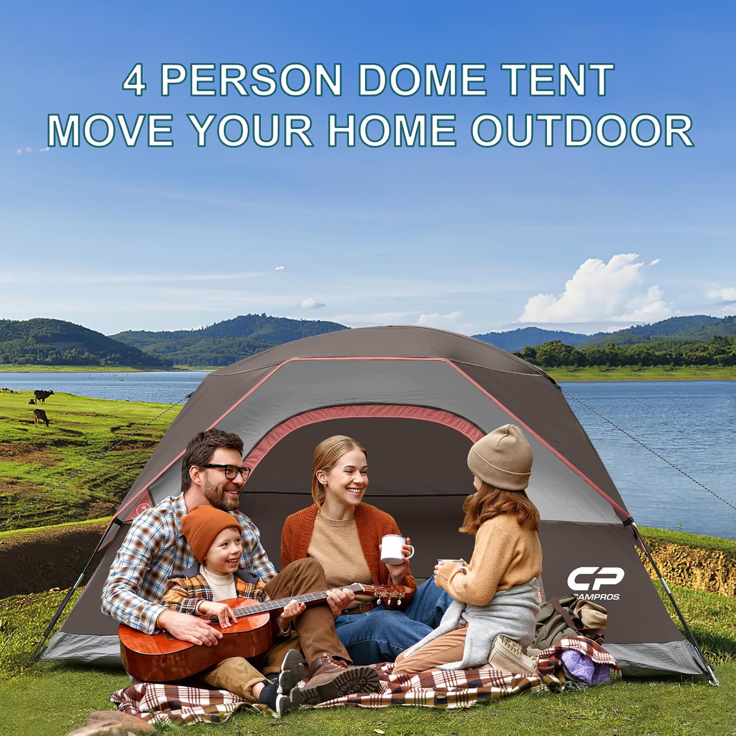 CAMPROS CP Tents for Camping 2/4/6 Person, Waterproof Windproof Dome Tent