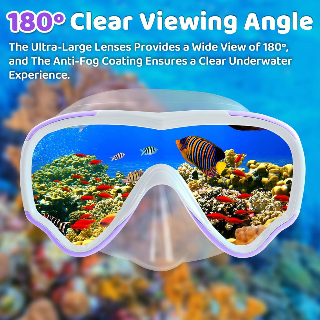 Vvinca Goggles for Kids 6-14，Snorkel mask Kids Swim Goggles with Nose Cover